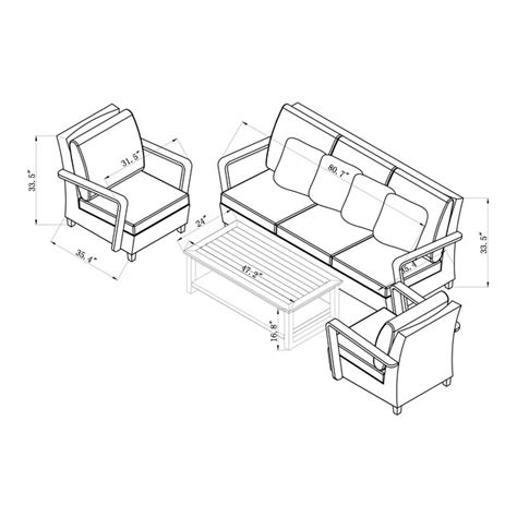 Ove Decors Augusta 4 Piece Patio Conversation Set With Acrylic Cushions At