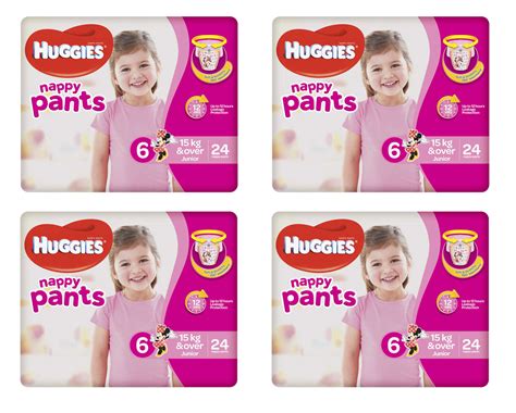 Huggies Junior Nappy Pants For Girls 15kg 24 Pack Bulk Buy 4 Units