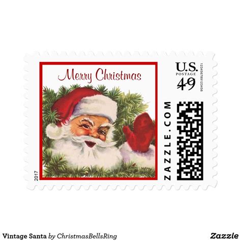 Vintage Santa Postage Christmas Stamps Holiday Decor Christmas Custom