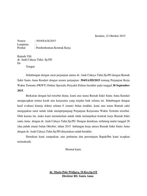 Industri km.12 jakarta barat telp. 16 Contoh Surat Pemberhentian Kerja Berbagai Alasan ...