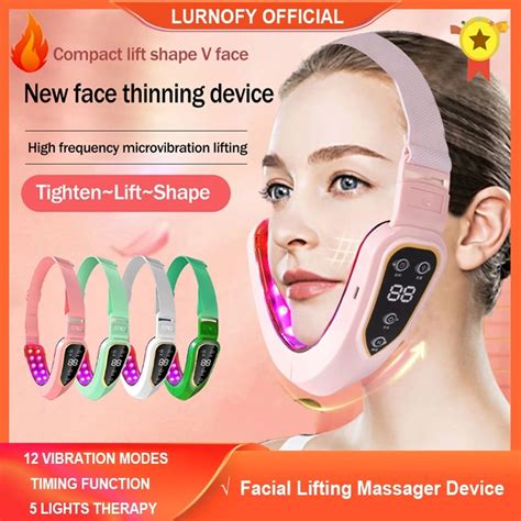 face lift device led photon therapy facial slimming vibration massager double chin v shaped