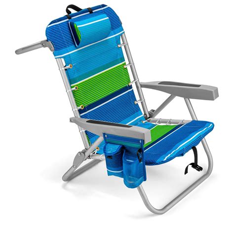 Homevative Folding Backpack Beach Chair With 5 Positions Towel Bar