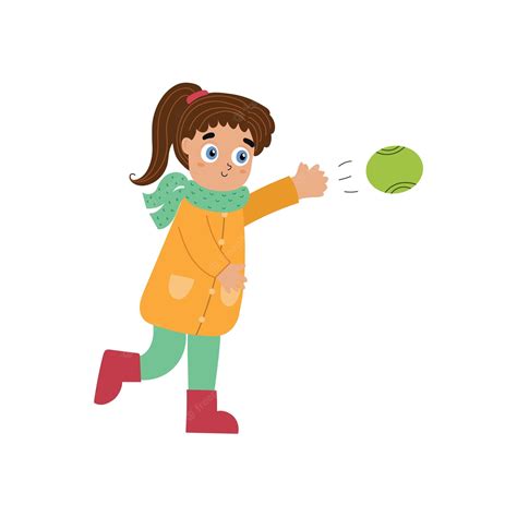 Premium Vector Cute Girl Throwing A Ball Outdoor Baseball Activity