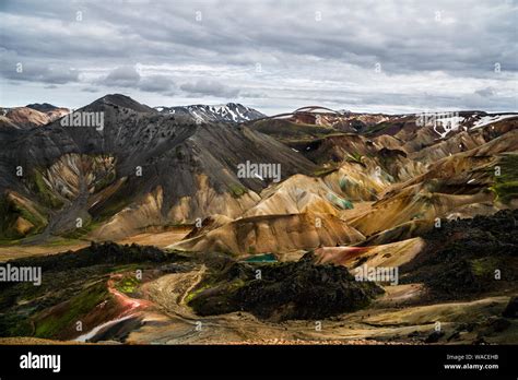 Colorful Mountain Range In The Icelandic Highlands Landmannalaugar