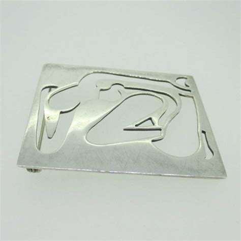 Large Sterling Silver Nude Woman Cutout Pin Brooch Gem