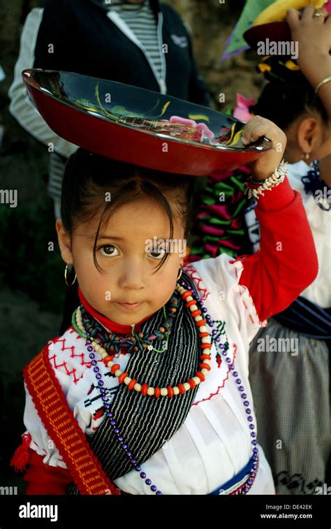 Little Girl In Patzcuaro Centre Of Purepecha Culture Michoacan Stock