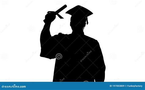 Silhouette Happy African American Male Student In Graduation Rob Stock