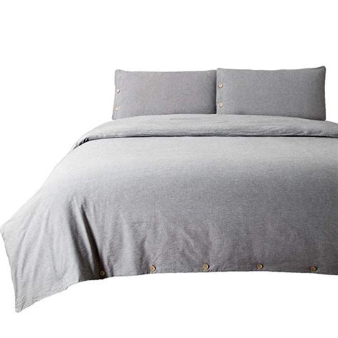 Bedsure 100 Washed Cotton Duvet Cover Sets Queen Full Size Grey