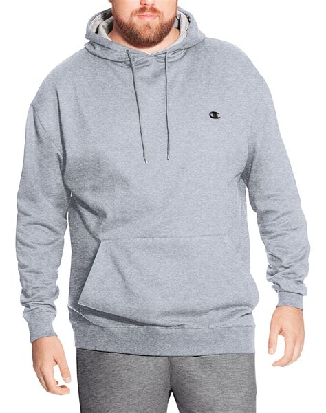 champion big and tall pullover fleece hoodie with contrast liner in heather grey gray for men lyst