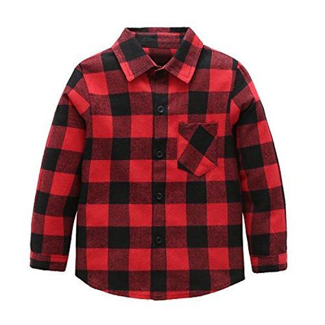 Amazon Deals For Kids Long Sleeve Plaid Flannel Shirt Red Black May 21