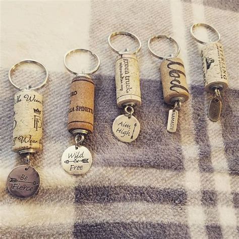 Wine Cork Keychain With Charm Wine Cork Art Wine Cork Diy Crafts