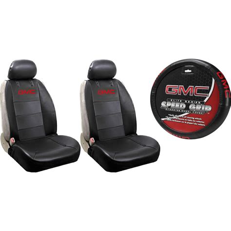 2 Front Synthetic Leather Sideless Seat Covers And Steering Wheel Cover
