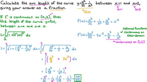 Question Video Calculating The Arc Length Of A Curve Defined By A