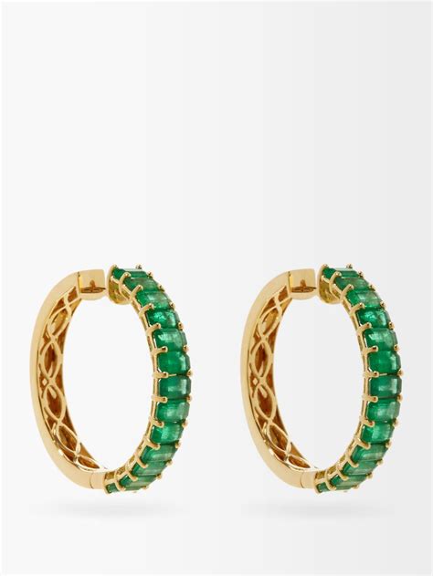 Metallic Emerald 18kt Gold Hoop Earrings Shay MATCHESFASHION US