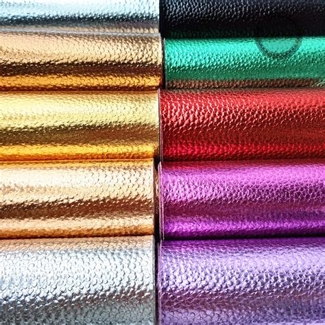 Metallic Shiny Leatherette Sparkly Faux Leather Fabric Vinyl Bow Craft