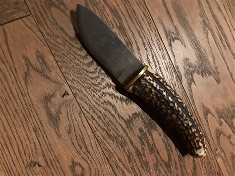 Damask Knife With Deer Horn Handle Etsy
