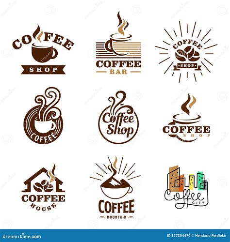 Set Coffee Logo Icon Vector Graphic Design Stock Vector Illustration