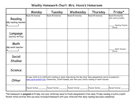 22 Homework Planner Templates Schedules Excel Pdf Formats