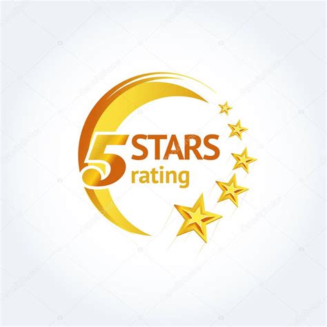 Golden Five stars round logo template. Isolated Vector illustration ...