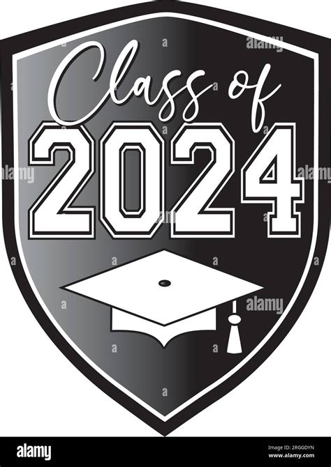 Class Of 2024 Shield Logo Black And White Crest Stock Vector Image