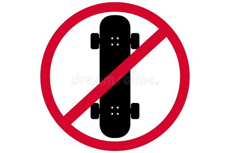 No Skateboarding Prohibition Sign Skateboard Icon In Red Circle Stock