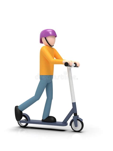 Person Riding An Electric Scooter 3d Illustration Stock Illustration