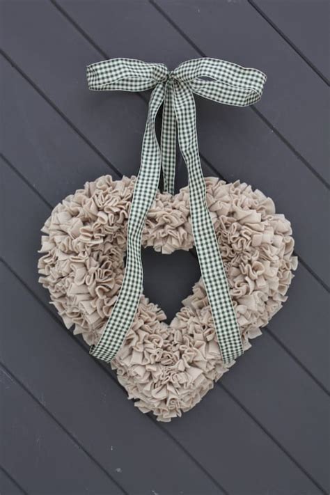 Heart Rag Wreath Valentines Wreath Fleece Heart Wreath