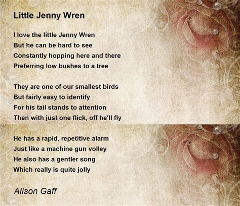 Little Jenny Wren Little Jenny Wren Poem By Alison Gaff