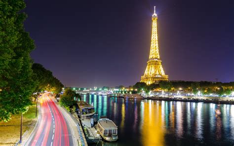 Download Wallpaper 2560x1600 Eiffel Tower Paris France River Lights
