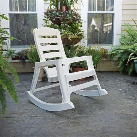 Adams Manufacturing White Resin Frame Rocking Chair With Solid Seat In