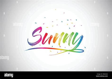 Sunny Creative Word Text With Handwritten Rainbow Vibrant Colors And