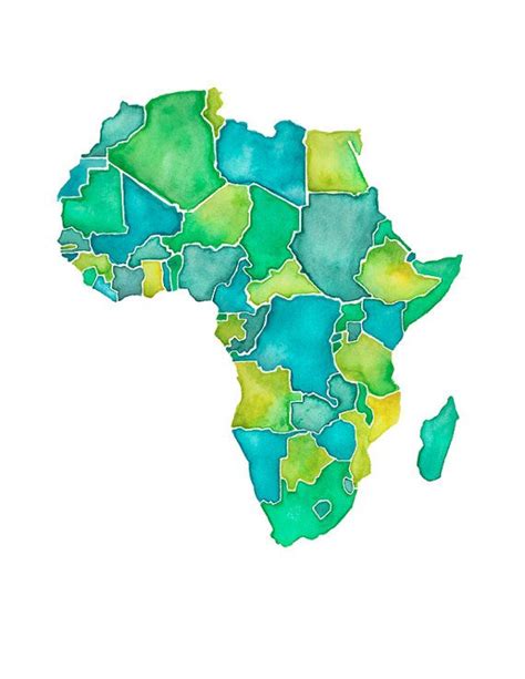 5x7 Or 85x11 Africa Love Watercolor Map Print Wedding Etsy