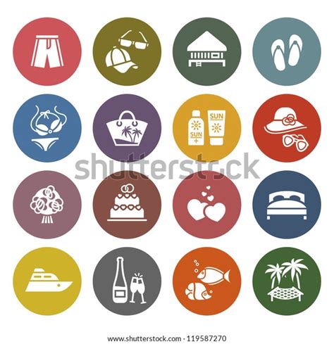 Tourism Recreation Vacation Icons Set Retro Stock Vector Royalty Free