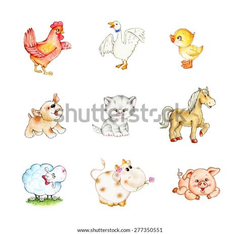 Set Funny Farm Animals Stock Illustration 277350551