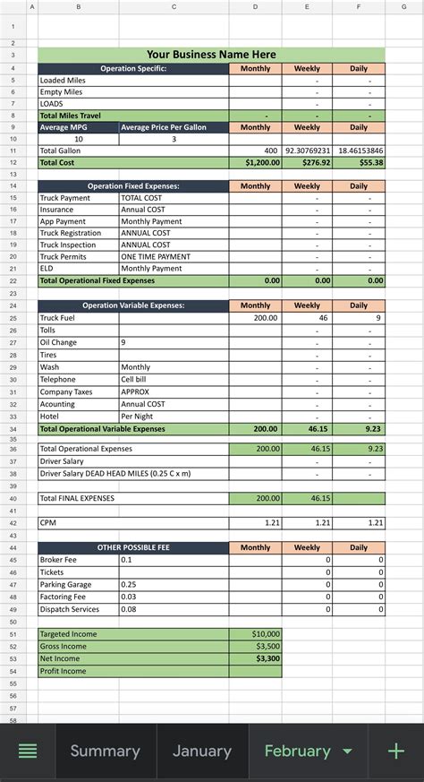 Trucking Accounting Spreadsheet - Etsy