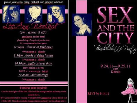 Sex And The City Bachelorettegirls Night Invitation Sex And The