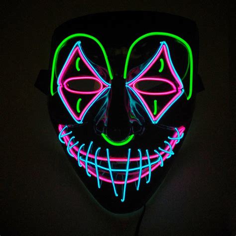 💰comprar Halloween Led Glow Mask 3 Modos El Wire Light Up The Purge
