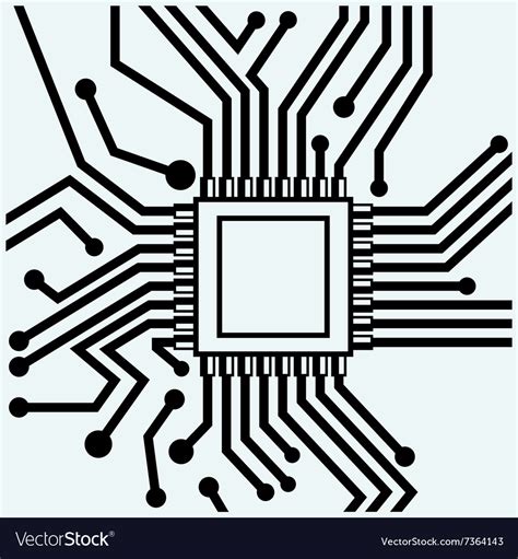 Motherboard With Microchip Royalty Free Vector Image
