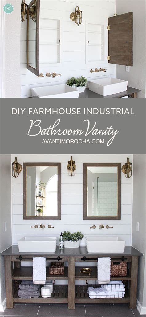 This farmhouse style vanity looks like an antique but it's really brand new. Farmhouse Industrial Master Bathroom Reveal - Renovación del Baño | Farmhouse vanity, Diy ...