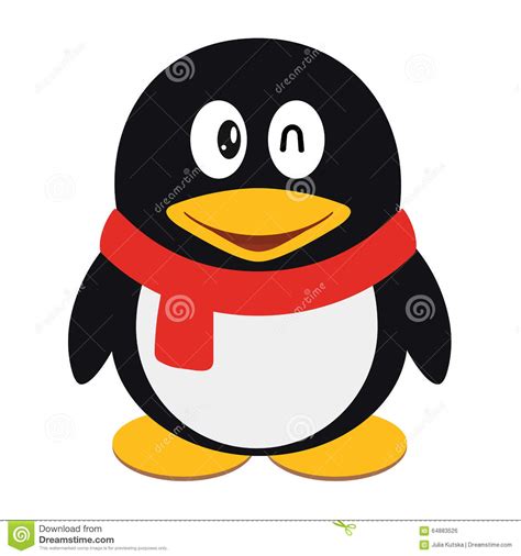 Vector Icon Illustration Of A Cute Cartoon Penguin With