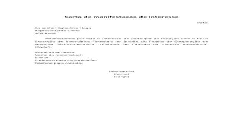 Carta De Manifestação De Interesse（word24kb） Doc Document