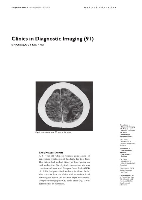 Pdf Clinics In Diagnostic Imaging Subarachnoid Haemorrhage