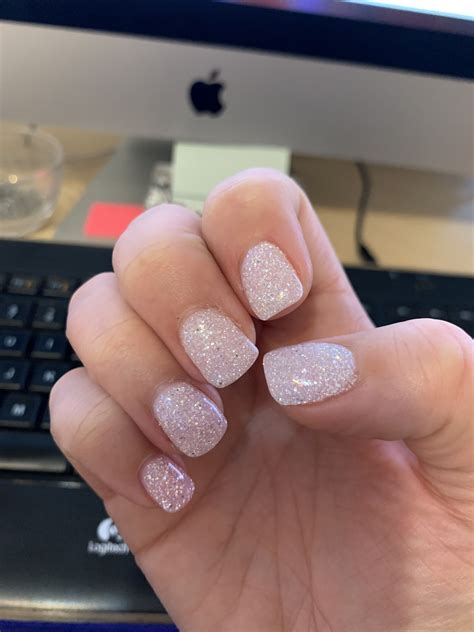 Dip Powder Glitter And White Snowy Nails Dipped Nails Sparkly Nails