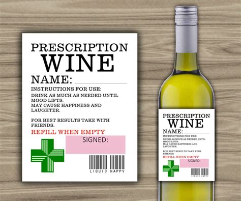 Instant download instantly download this printable funny old age prescription labels. PRINTABLE Prescription Wine Label New Mommy Teacher