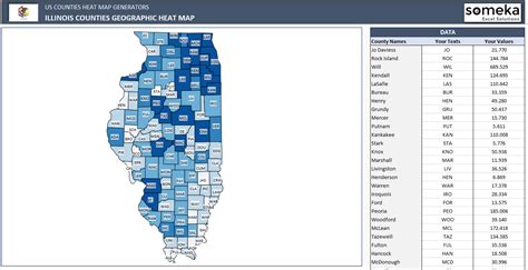 Us Counties Heat Map Generators Editable Us County Shapes In Excel