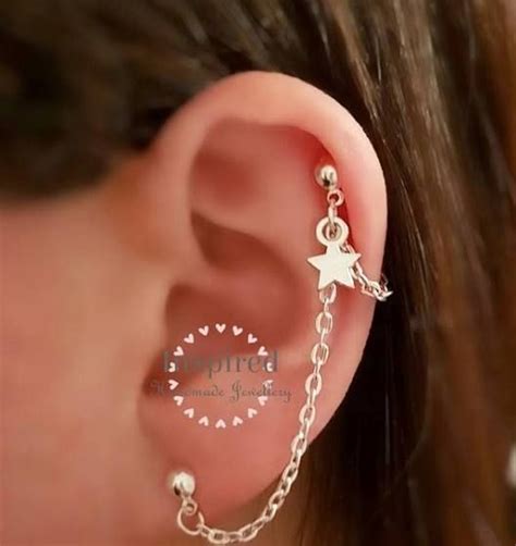 Lobe To Cartilage Chain Earrings Helix Earrings Chain Earrings Earrings