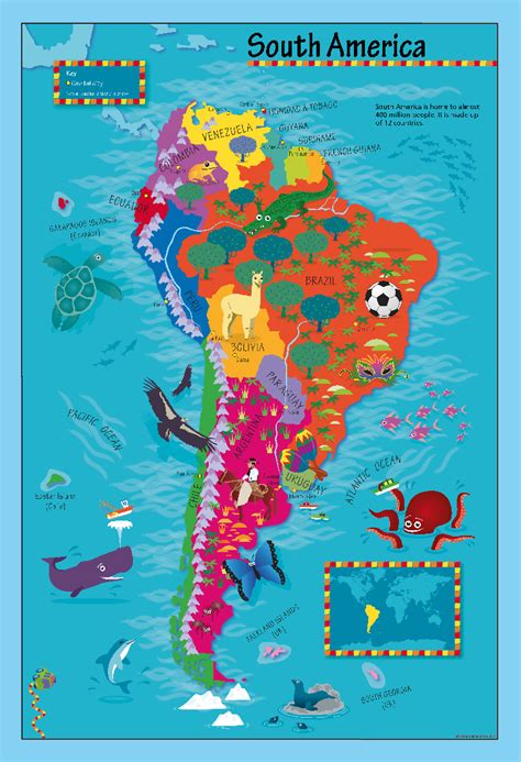 Childrens South America Picture Map Cosmographics Ltd
