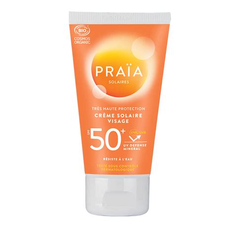 Crème solaire visage Praia Protection solaire visage bio