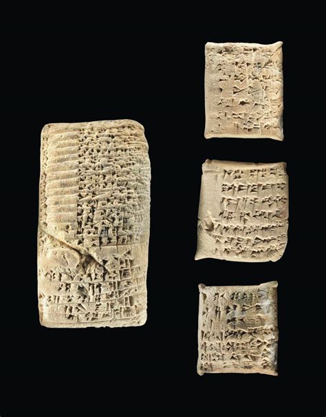 Four Old Babylonian Clay Cuneiform Tablets Circa 1900 1600 Bc