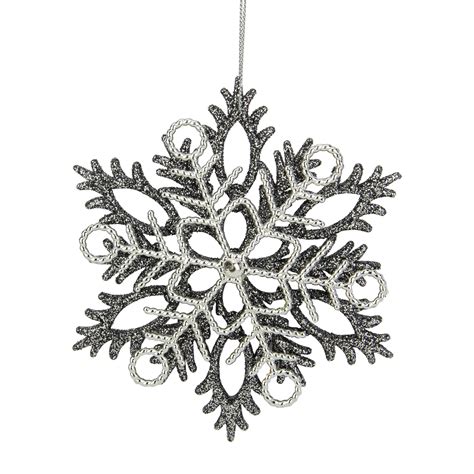 5 Silver Glittered Double Snowflake Christmas Ornament Christmas Central